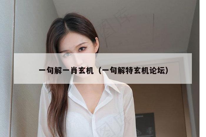 一句解一肖玄机（一句解特玄机论坛）